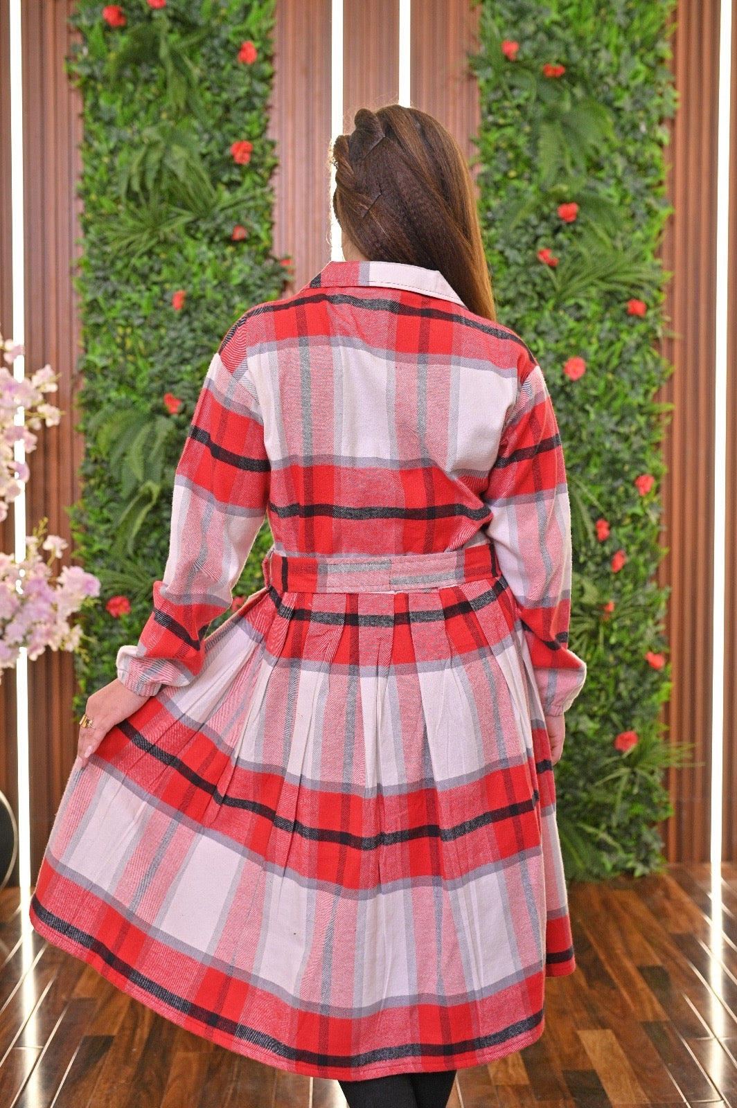 CH 489 Bloomwear Coat Style Collared Tile Dress