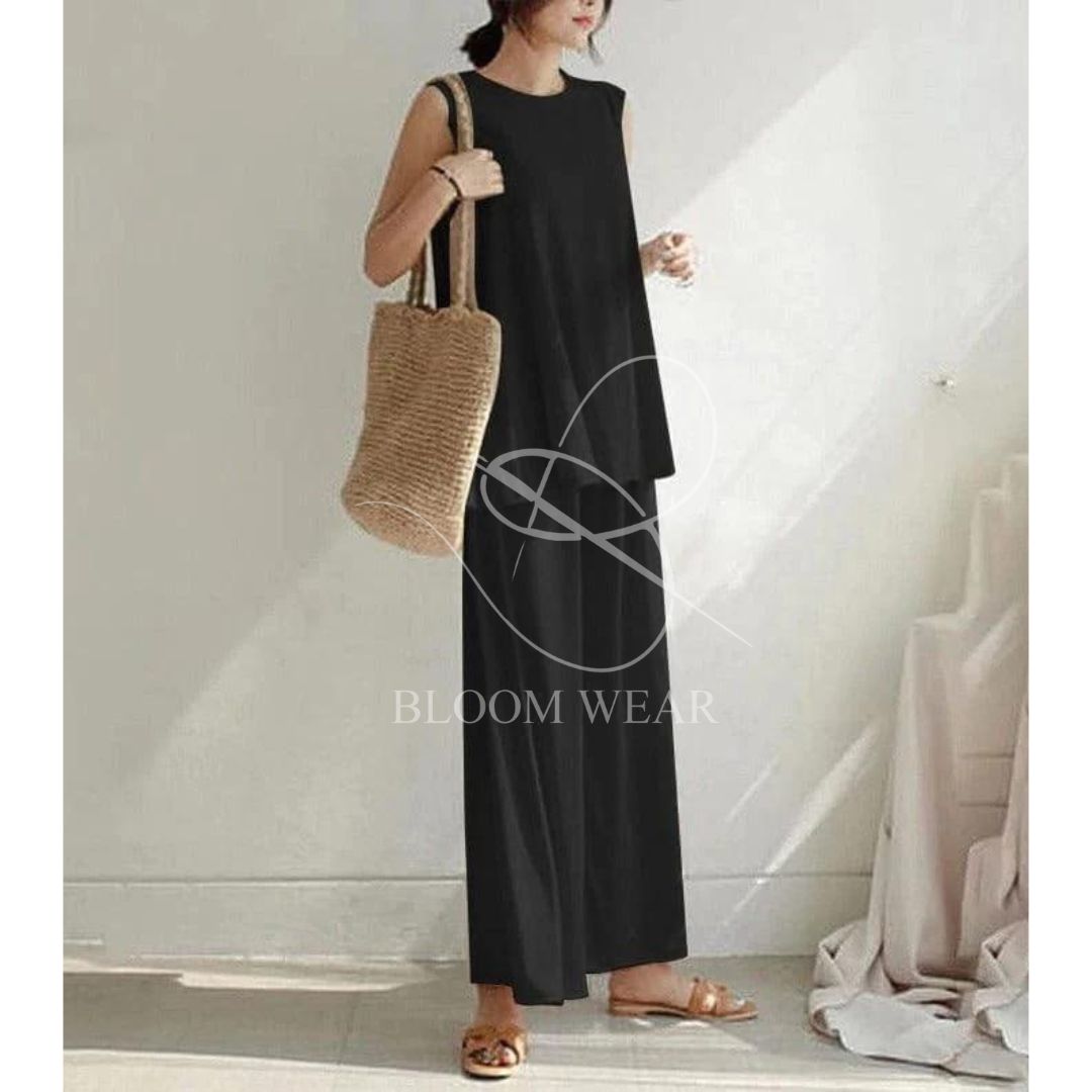 2 Pcs Set Casual Trouser Sleeveless Top Comfortable Trouser SW-0087