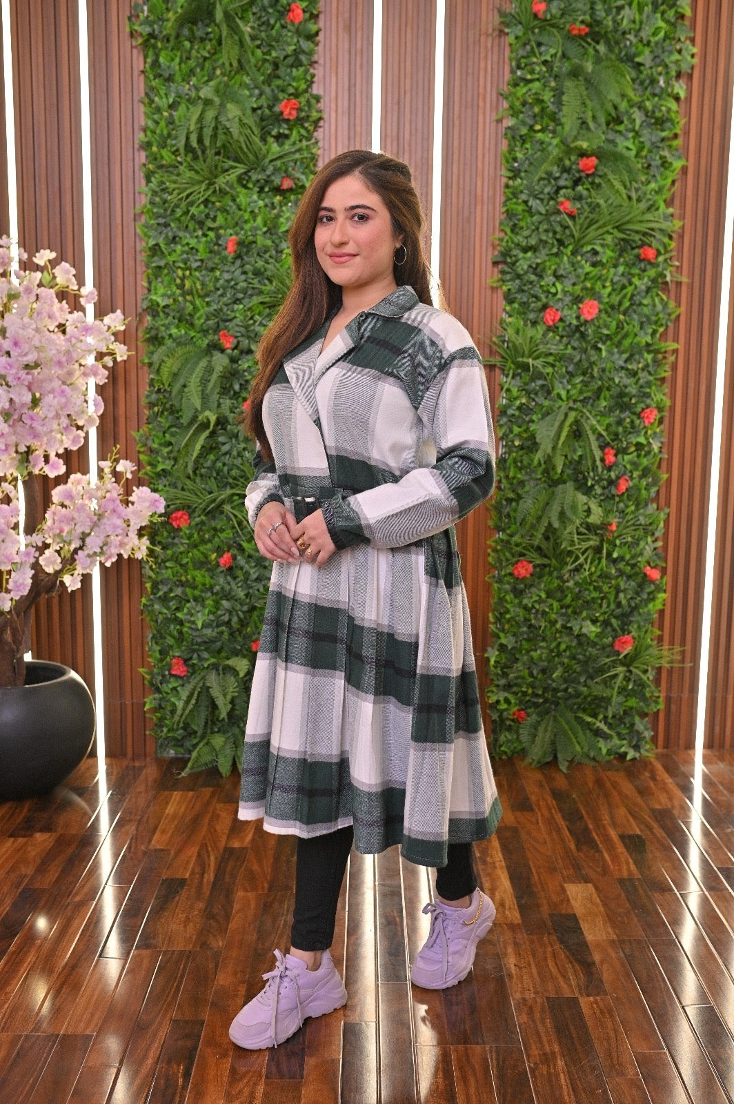 CH 489 Bloomwear Coat Style Collared Tile Dress