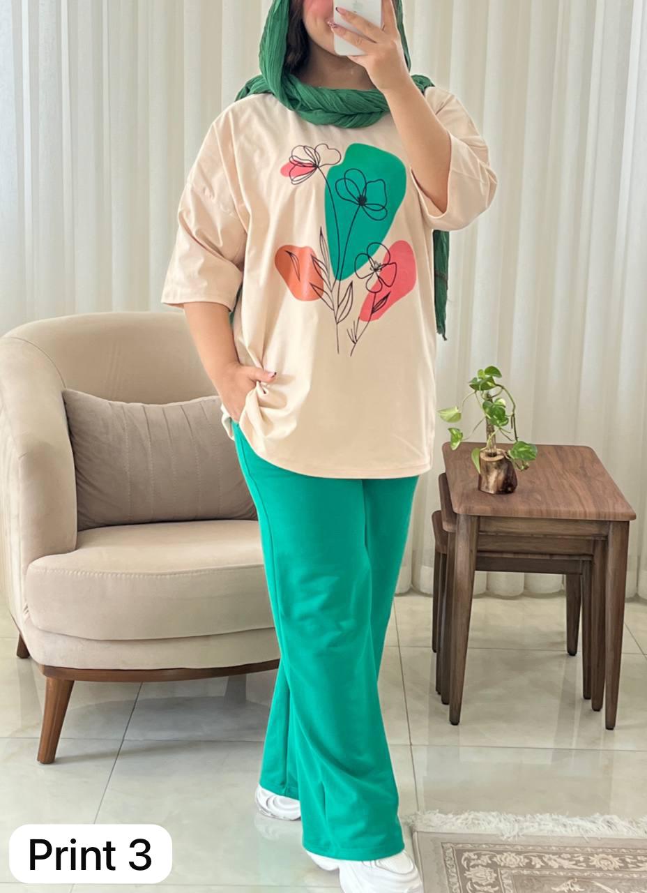 CH # 531 The Bloom Wears Printed Drop-Shoulder Tee Trousers