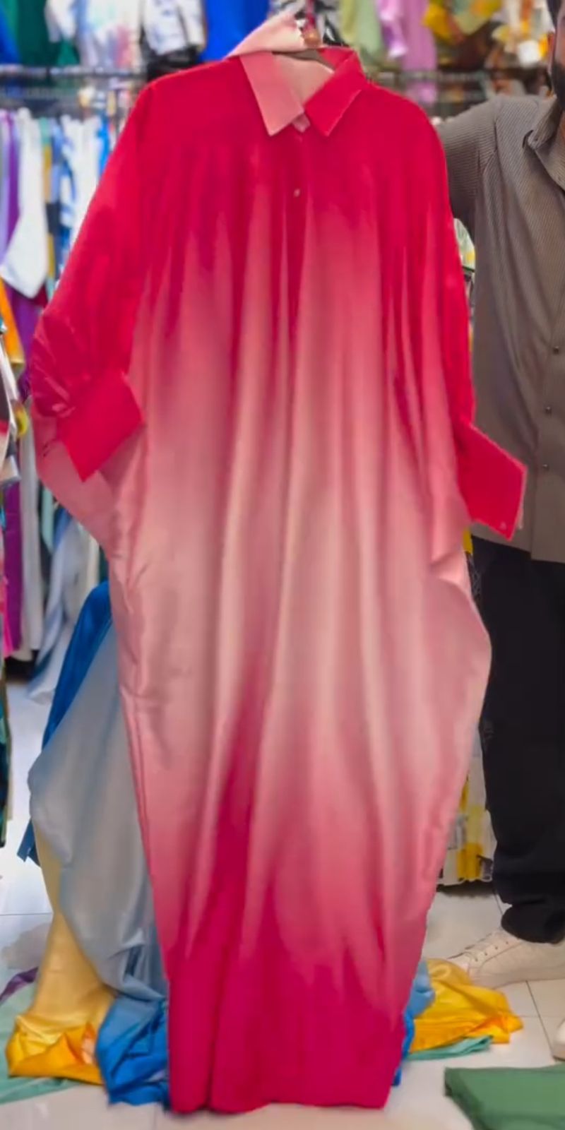 CH 532 Collar Shaded Style Silk Kaftaan Dress