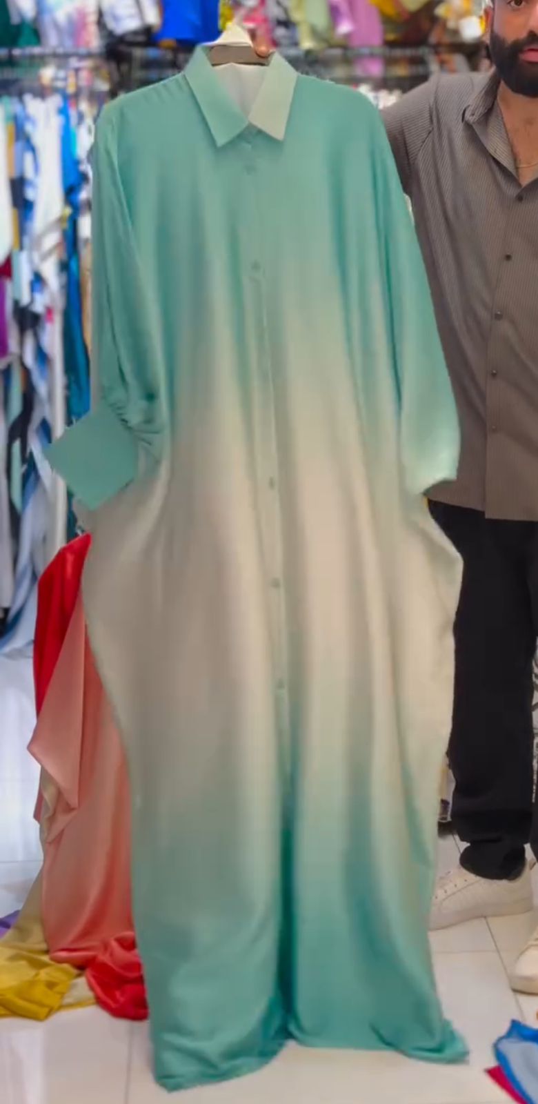 CH 532 Collar Shaded Style Silk Kaftaan Dress