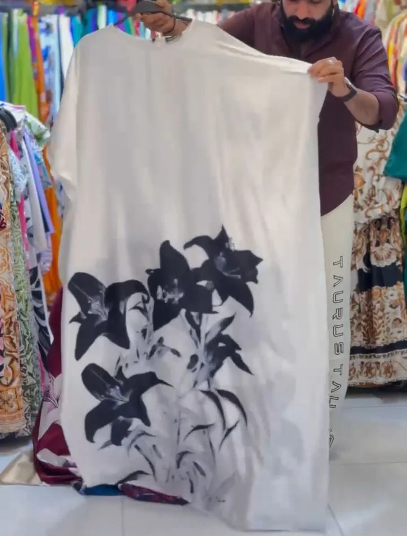CH 551 Silk Kaftaan Dress - The Bloom Wears