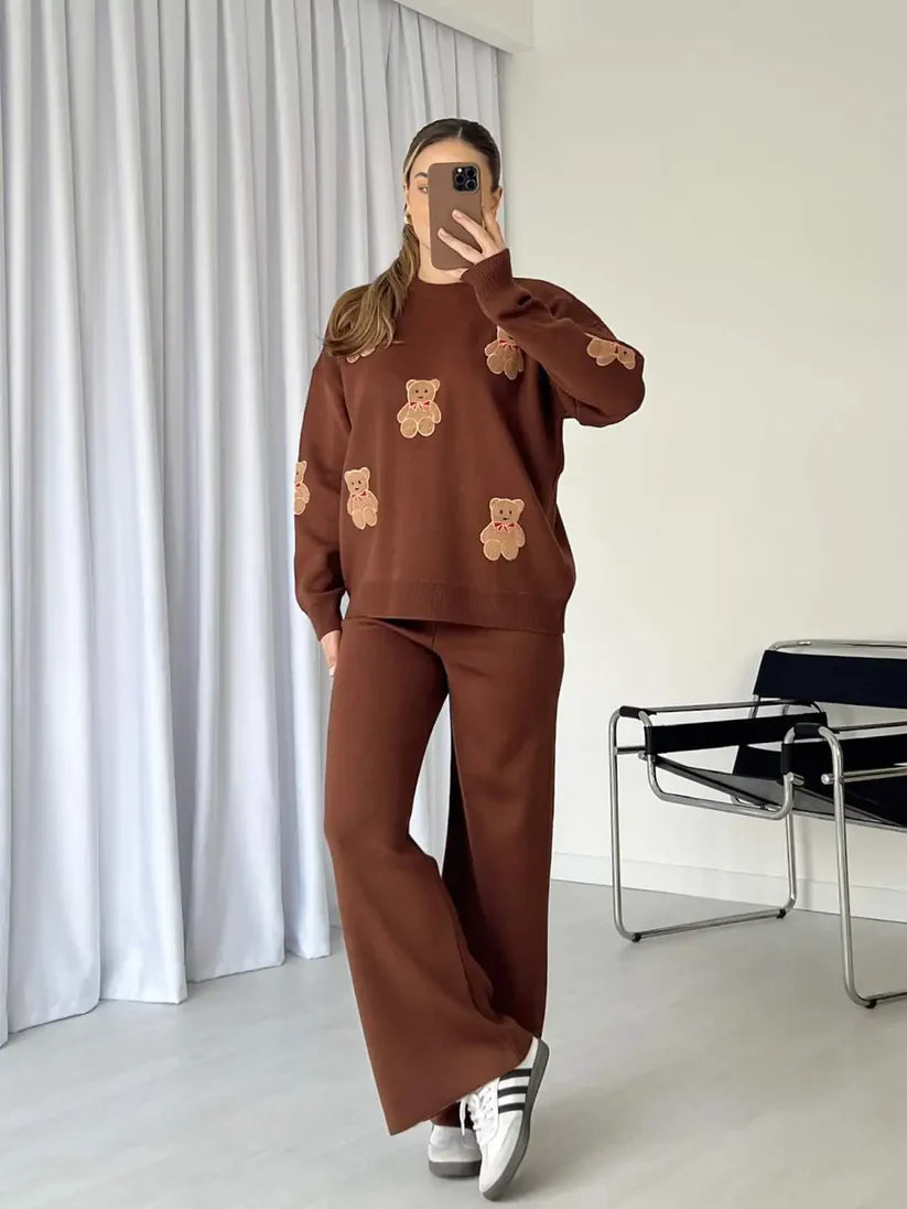 CH 586 Bear Craze 3D Print Winter Fleece Co-ords Set