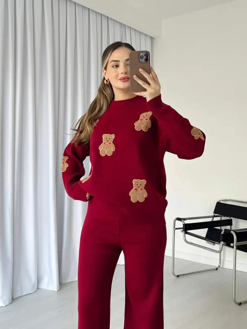 CH 586 Bear Craze 3D Print Winter Fleece Co-ords Set