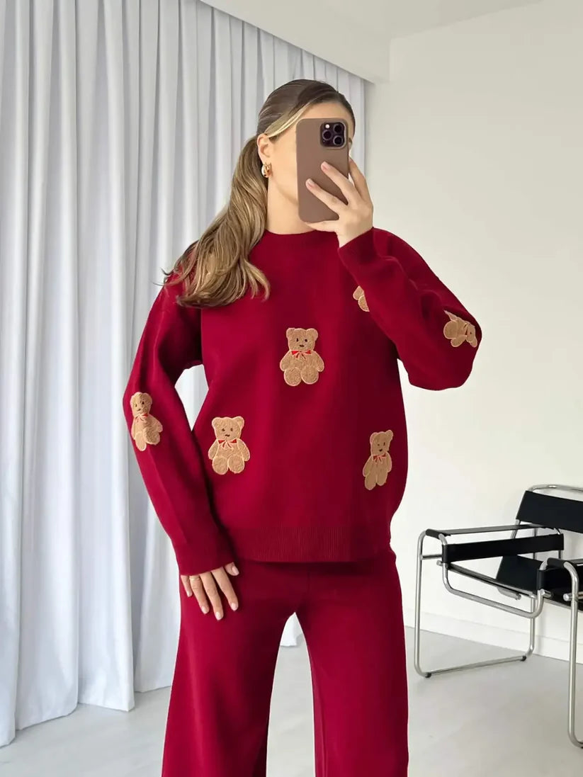 CH 586 Bear Craze 3D Print Winter Fleece Co-ords Set