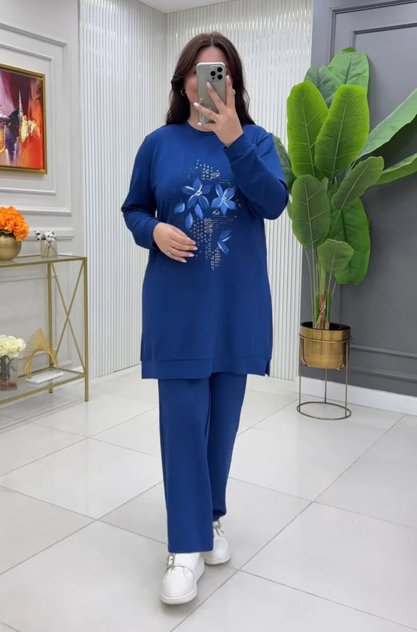 CH 478 Bloomwear Flowers Printed Fleece Co ord Set