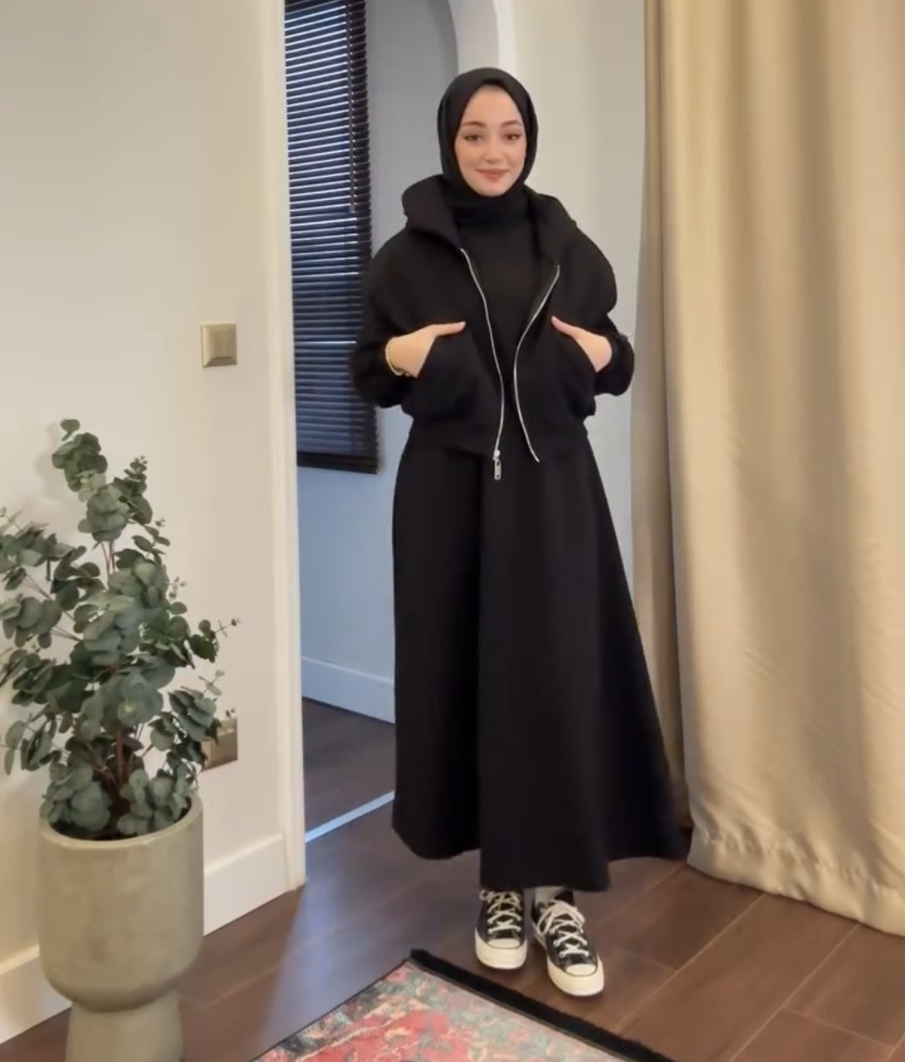 CH 508 Bloomwear 2 Pcs Winter Outfit Long Frock With Upper Fleece Hoodie