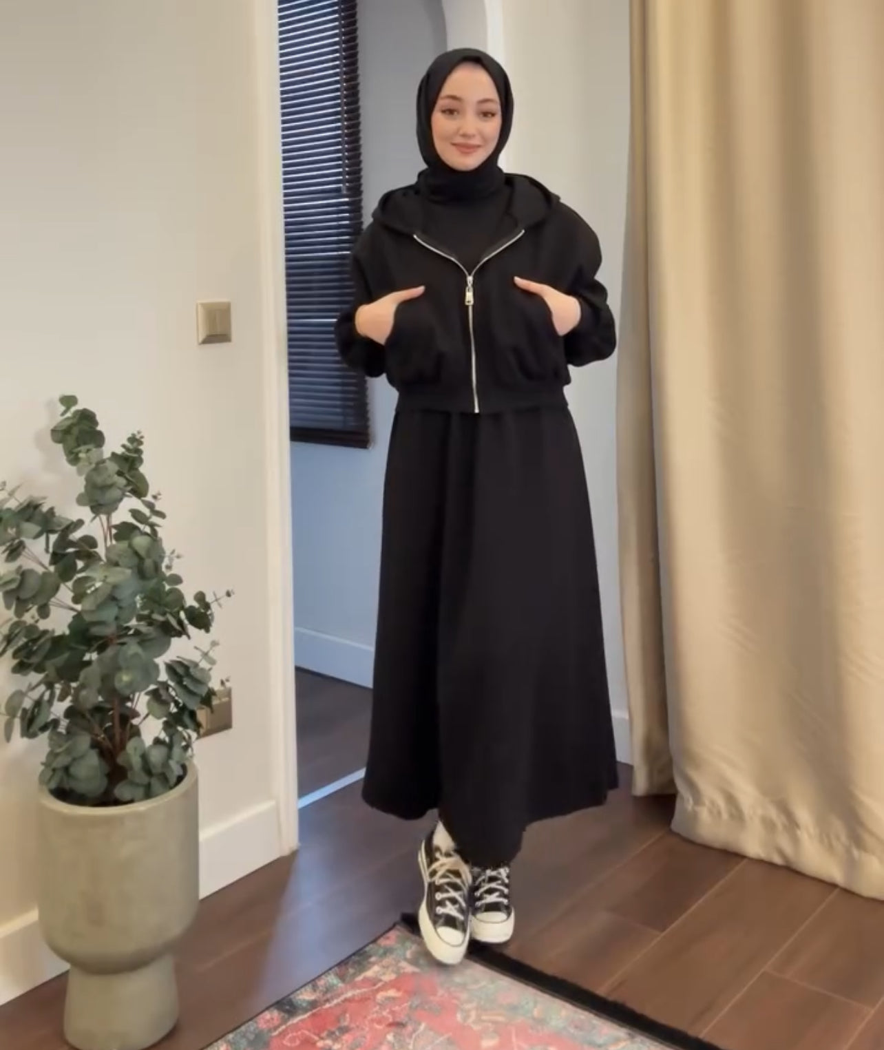 CH 508 Bloomwear 2 Pcs Winter Outfit Long Frock With Upper Fleece Hoodie