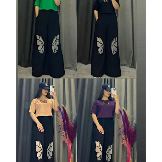 CH-445 Printed Crop Tee Trousers.