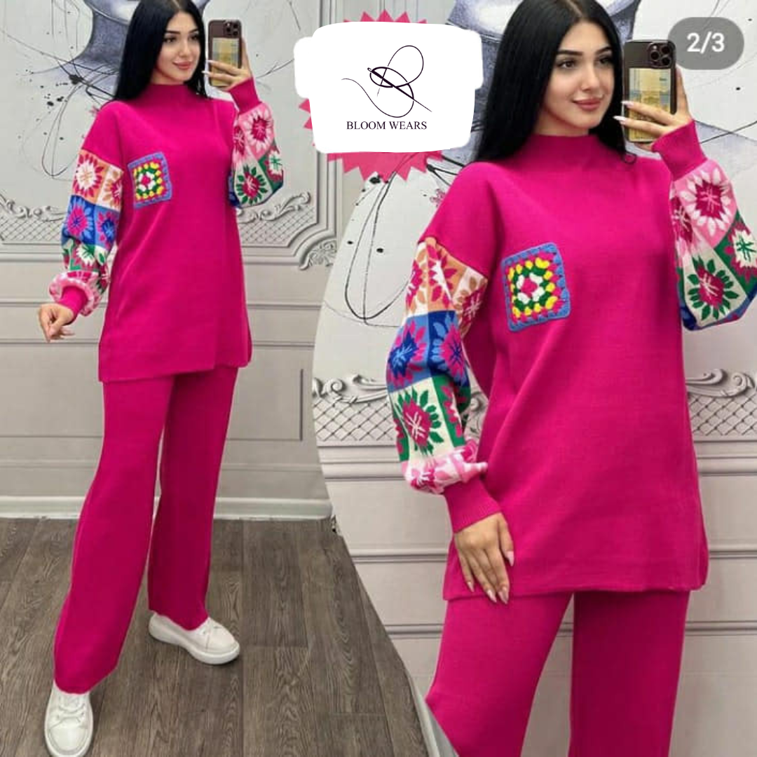 CH 321 2 Pcs Printed Fleece Co ord Set