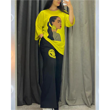 CH 436 Printed Drop-Shoulder Tee Trousers