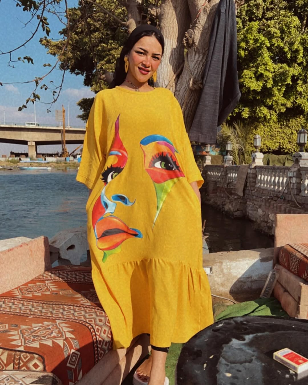 CH-453 Face Printed Long Frill Top