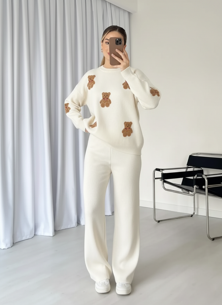 CH 586 Bear Craze 3D Print Winter Fleece Co-ords Set