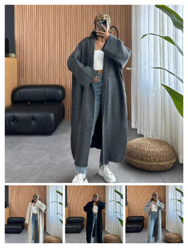 CH 484 Bloomwear Longline Street-Style Long Winter Fleece Fabric Gown Coat