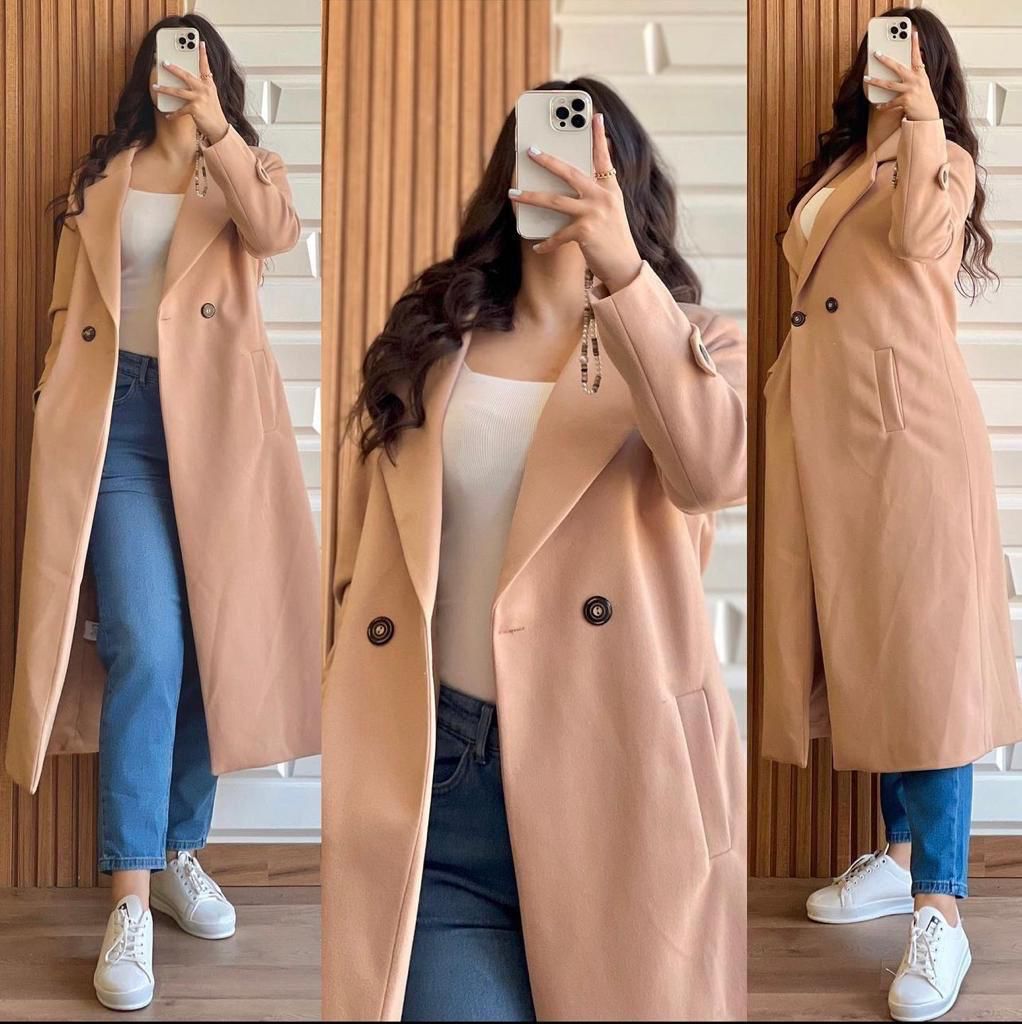 LY-0023 Bloom's Long Fleece Trench Coat For Women's