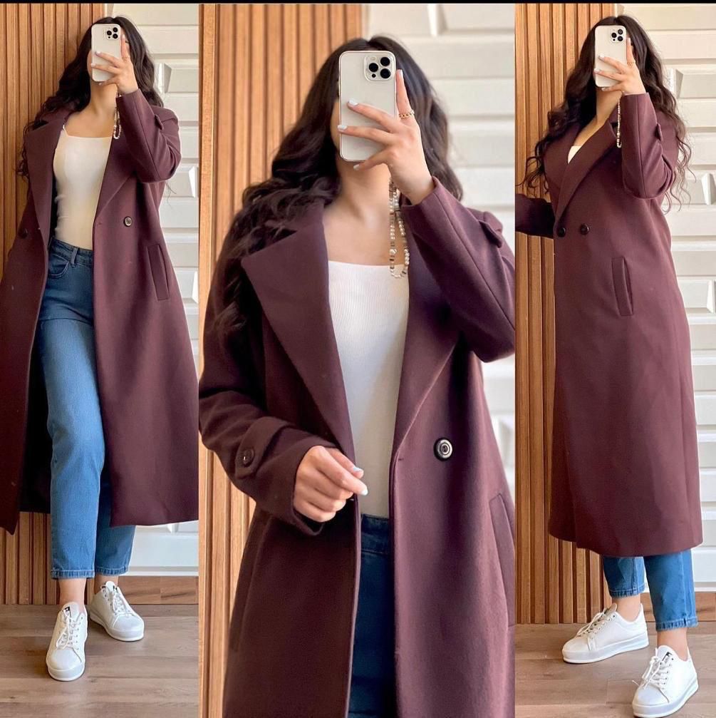 LY-0023 Bloom's Long Fleece Trench Coat For Women's