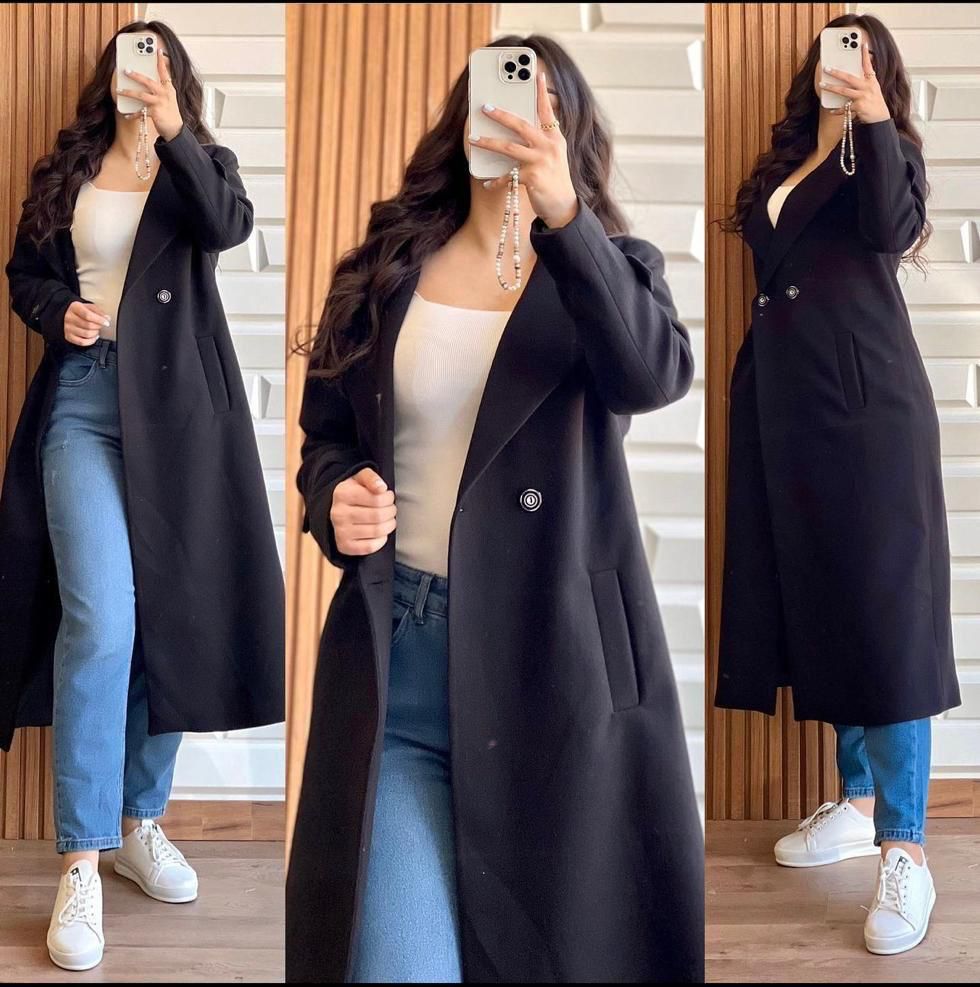 LY-0023 Bloom's Long Fleece Trench Coat For Women's