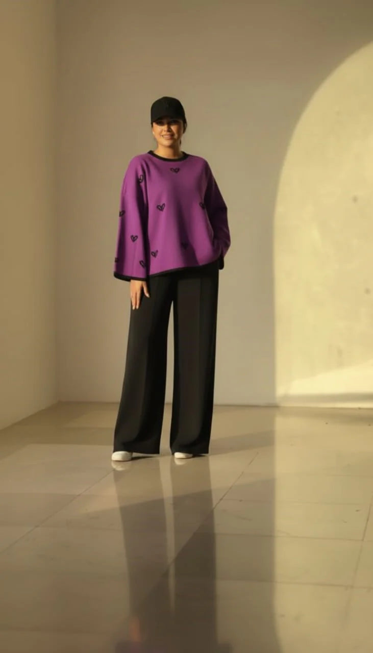 Ch 584 Warm & Cozy 2 Piece Outfit Winter Fleece Co-ord Set with Heart Prints