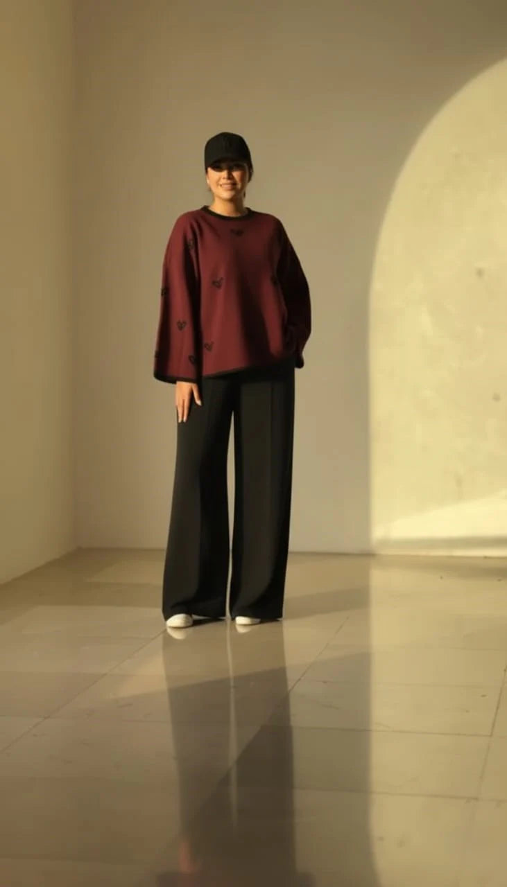 Ch 584 Warm & Cozy 2 Piece Outfit Winter Fleece Co-ord Set with Heart Prints