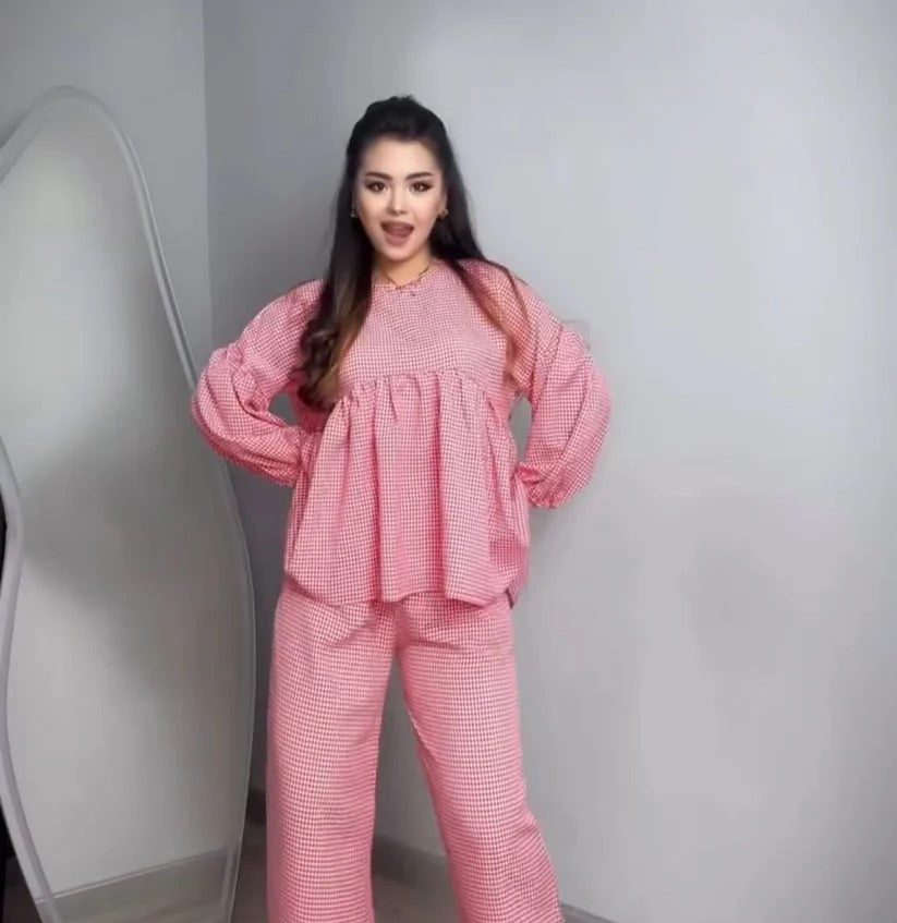 CH 552 The Bloom Wears Classic Checkered Cotton Co-ord Set