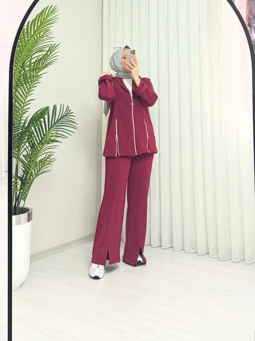 CH 601 - Bootcup Zipper Hooded Style Co-Ord Set