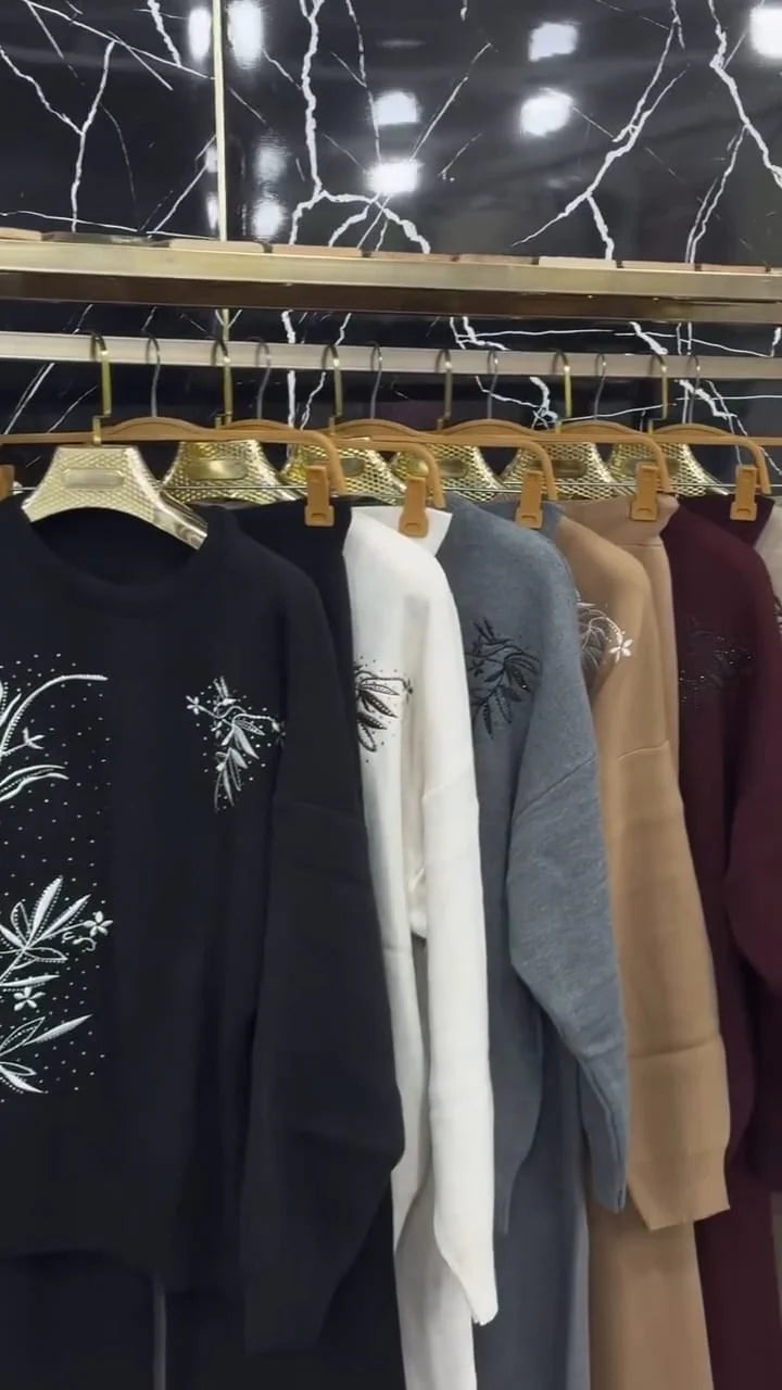 CH 596 The Bloom Wears Floral Printed Warm Fleece Co-ord Set