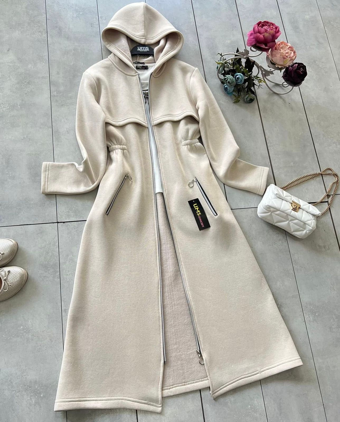 LY-0025 Bloom's Oversize Long Hooded Fleece Upper Coat