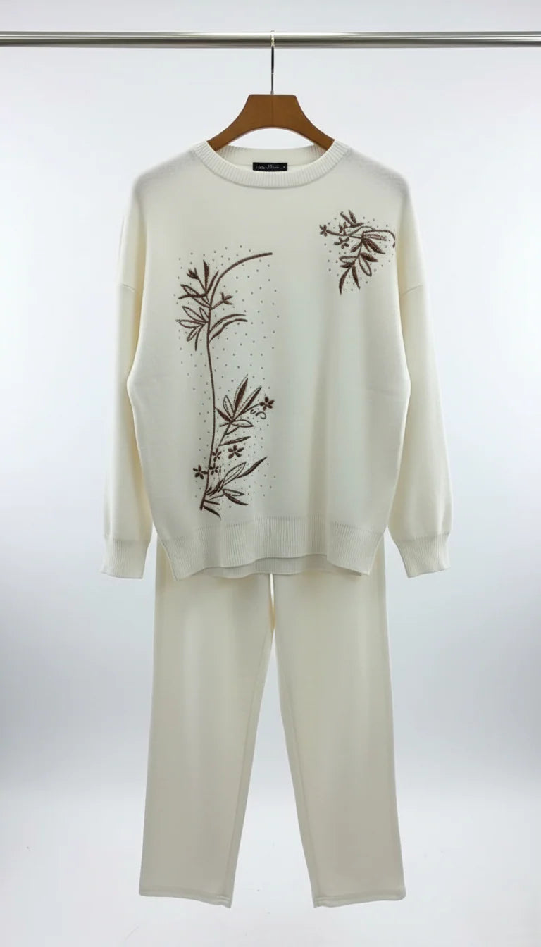 CH 596 The Bloom Wears Floral Printed Warm Fleece Co-ord Set
