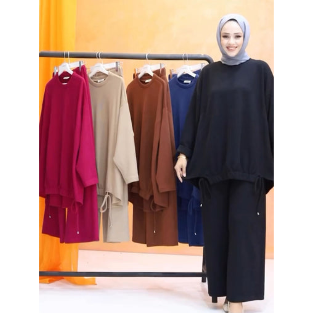 CH # 511 The Bloom Wears Drop Shoulder Long Loose Winter Fleece Co ords set