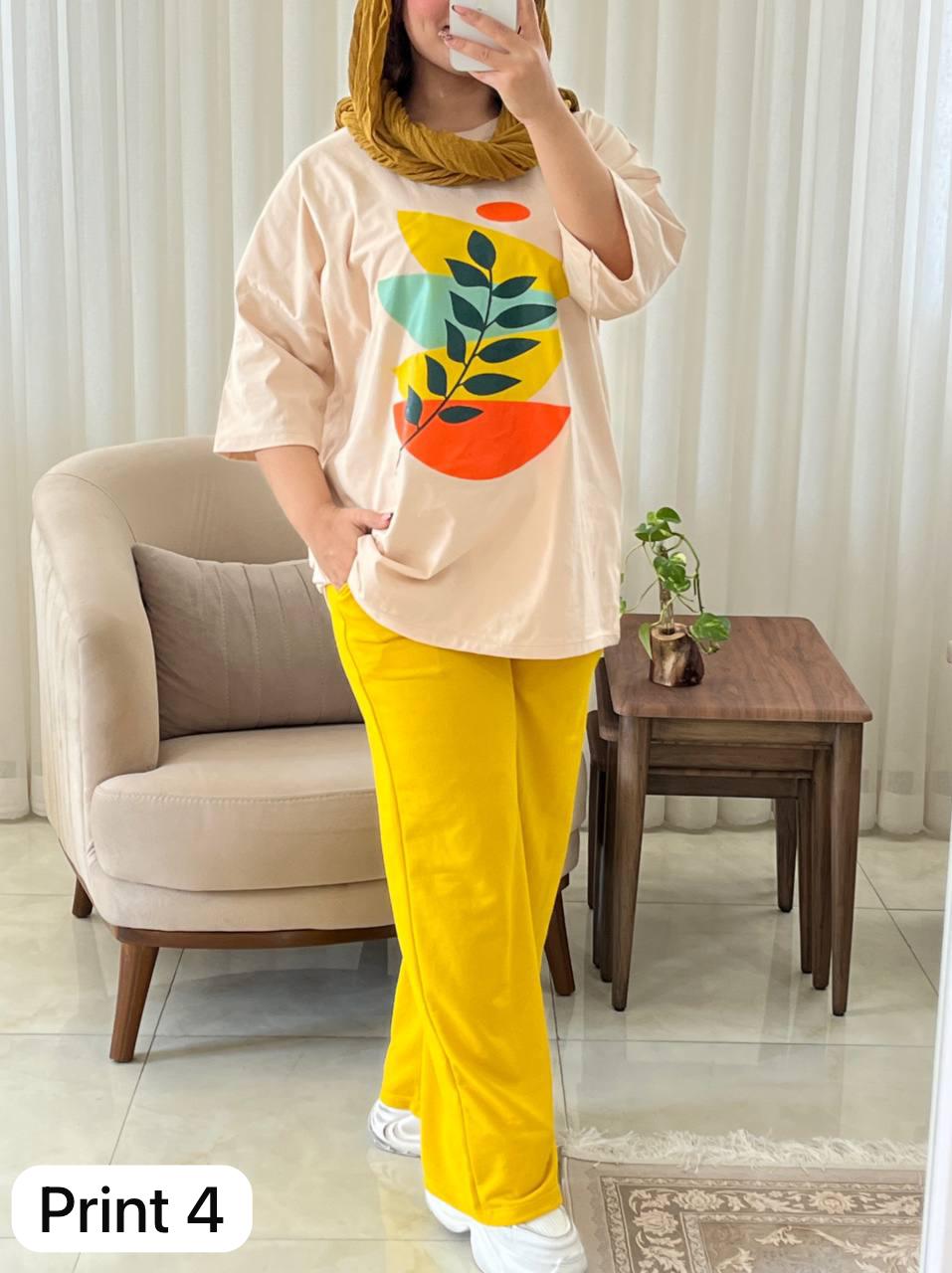 CH # 531 The Bloom Wears Printed Drop-Shoulder Tee Trousers