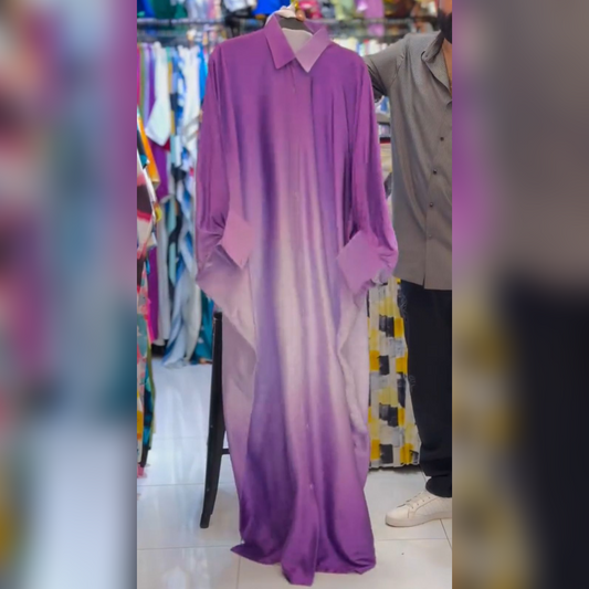 CH 532 Collar Shaded Style Silk Kaftaan Dress
