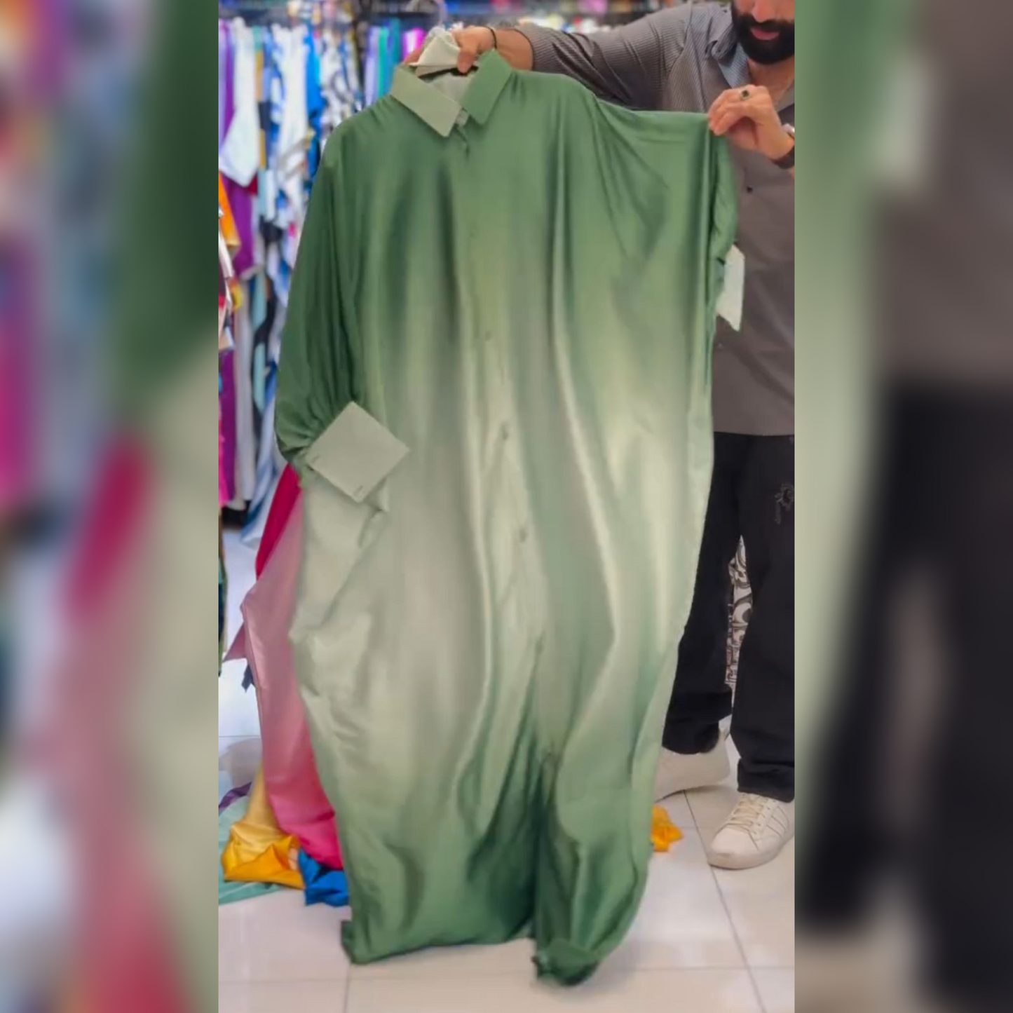 CH 532 Collar Shaded Style Silk Kaftaan Dress
