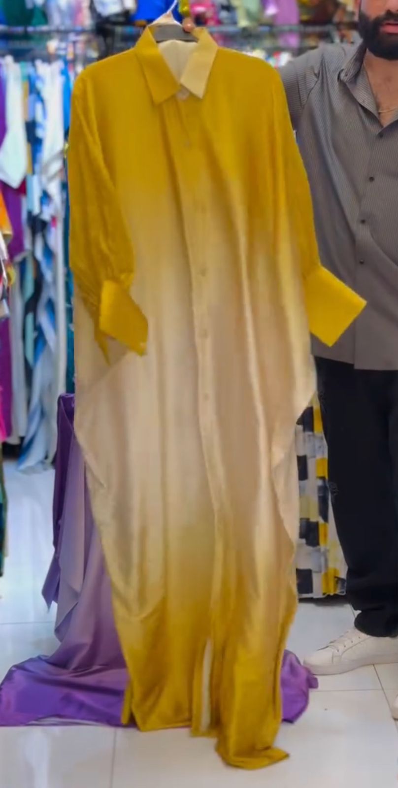 CH 532 Collar Shaded Style Silk Kaftaan Dress