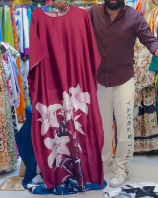 CH 551 Silk Kaftaan Dress - The Bloom Wears