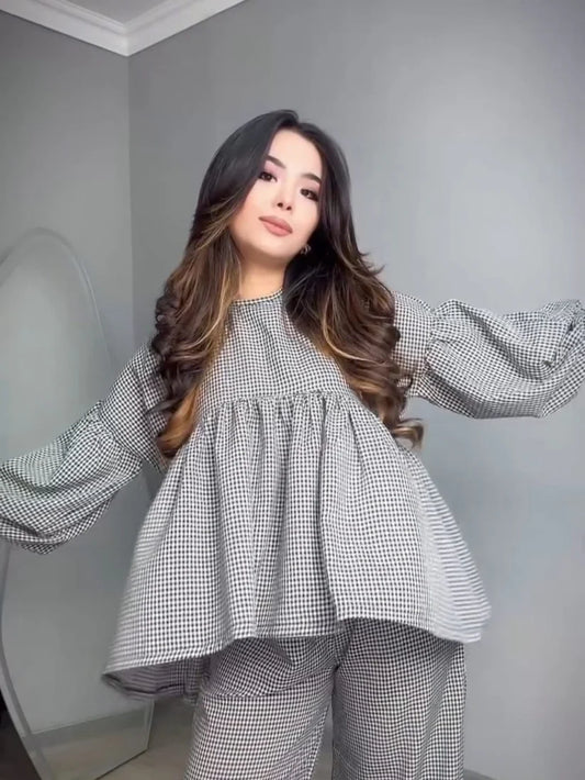 CH 552 The Bloom Wears Classic Checkered Cotton Co-ord Set