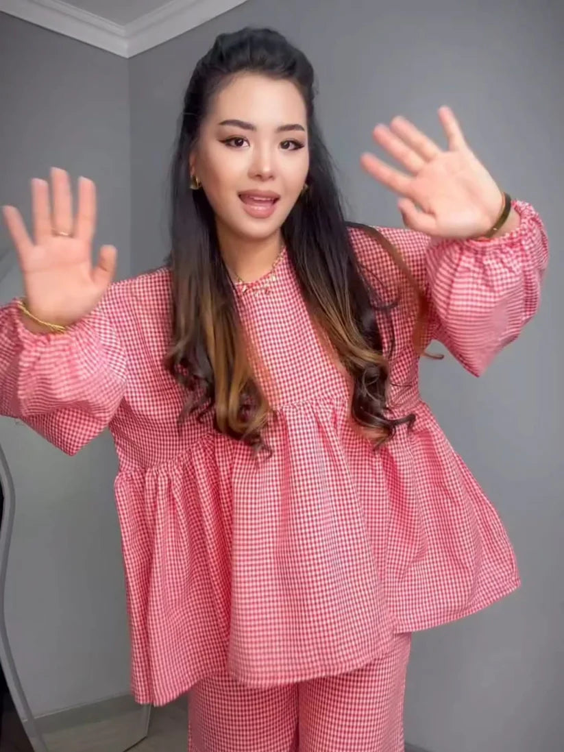 CH 552 The Bloom Wears Classic Checkered Cotton Co-ord Set