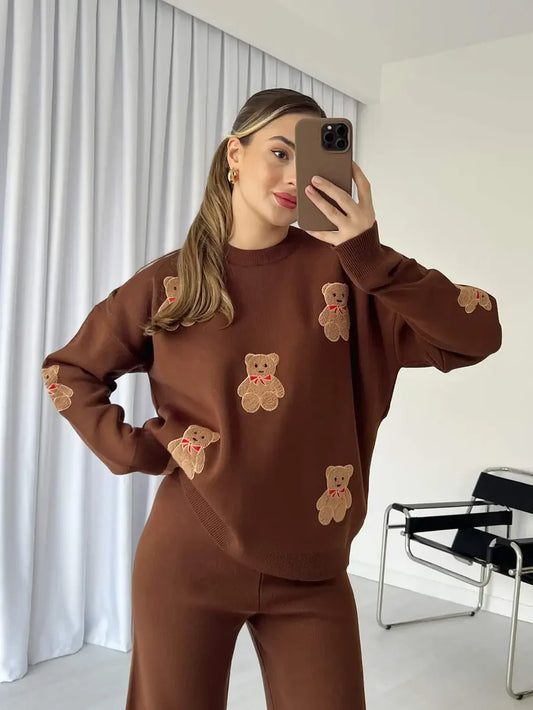 CH 586 Bear Craze 3D Print Winter Fleece Co-ords Set