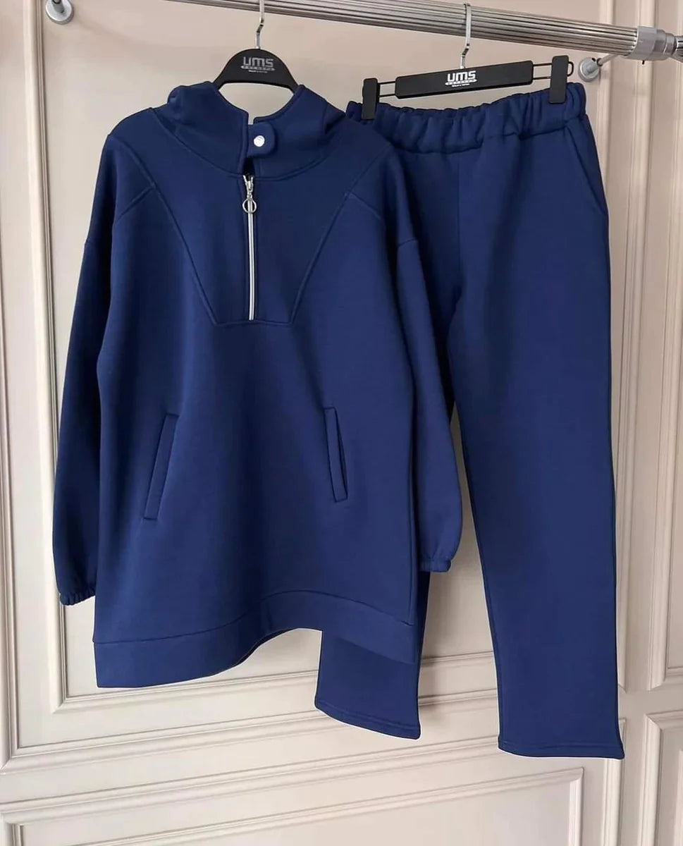 CH 396 Winter Fleece Tracksuit Set Zipper Top + Trouser