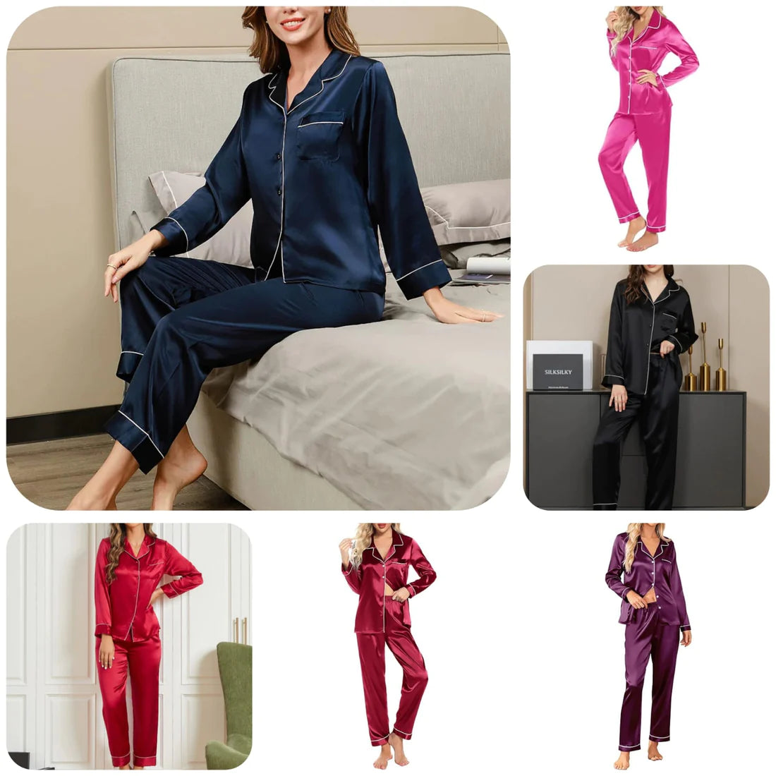 Thebloomwears Pjs Silk Full Sleeves Nightwear