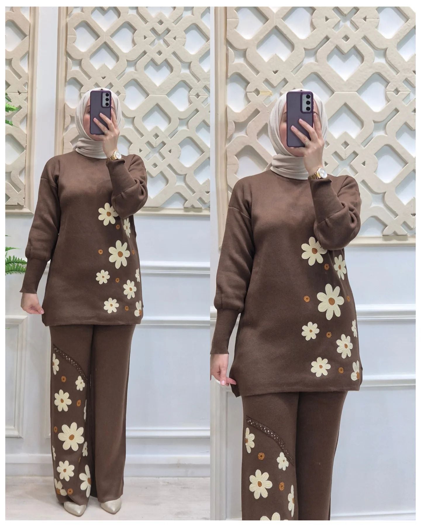 CH 495 Bloomwear 2 Pcs Printed Fleece Co ord Set For Winters