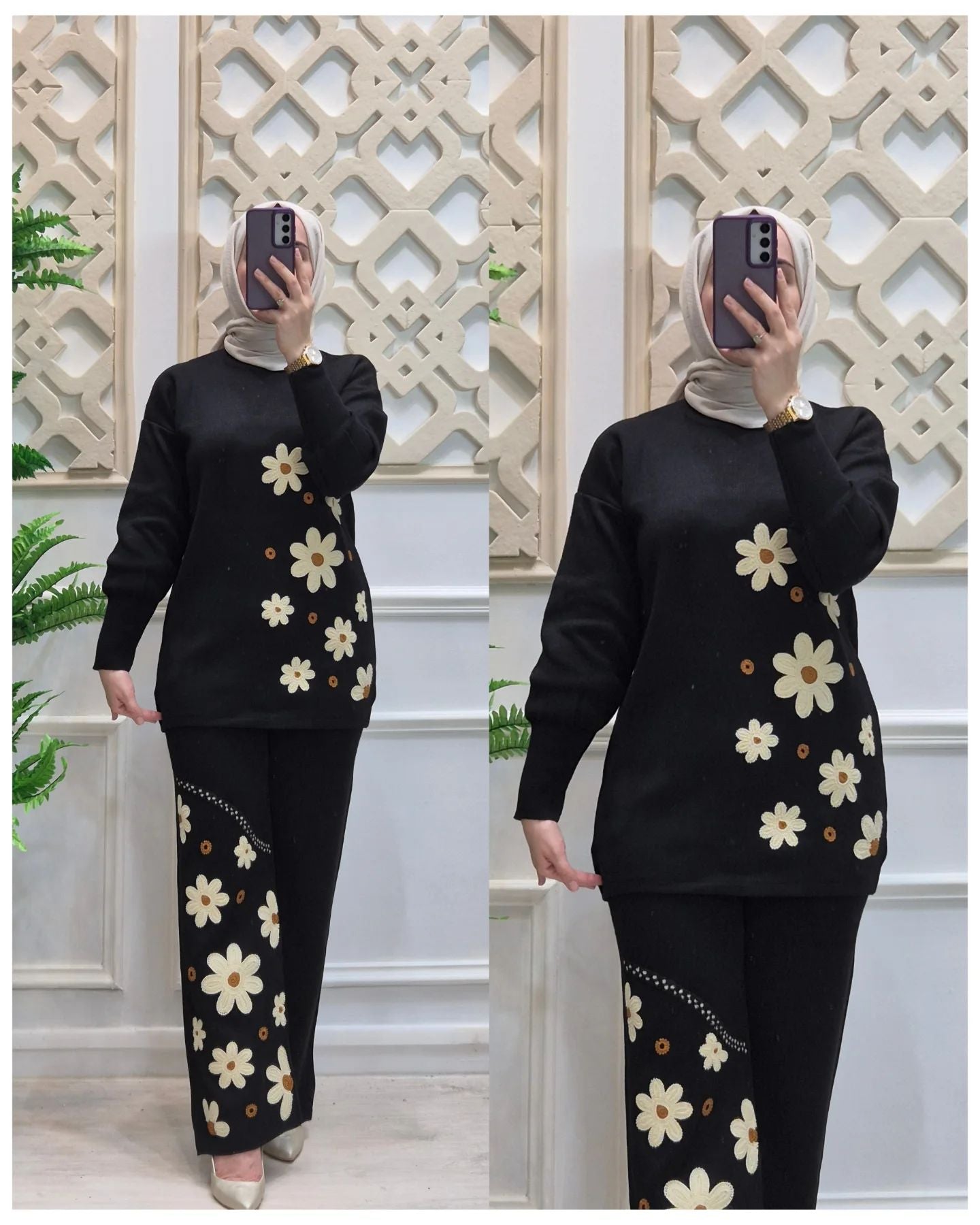 CH 495 Bloomwear 2 Pcs Printed Fleece Co ord Set For Winters