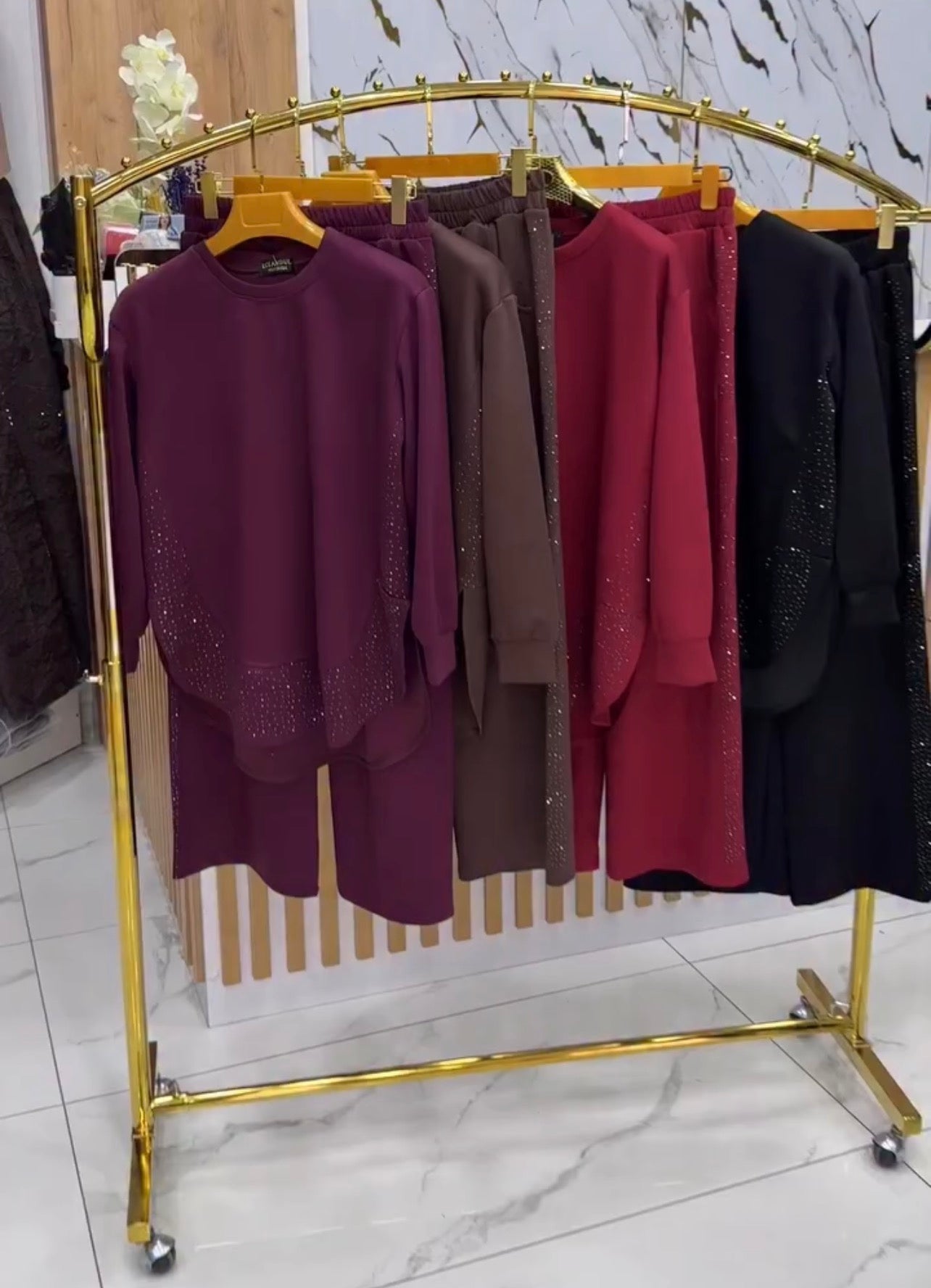 CH 605 - Winter Fleece Crystal Stone Sparkle Outfit - The Bloom Wears