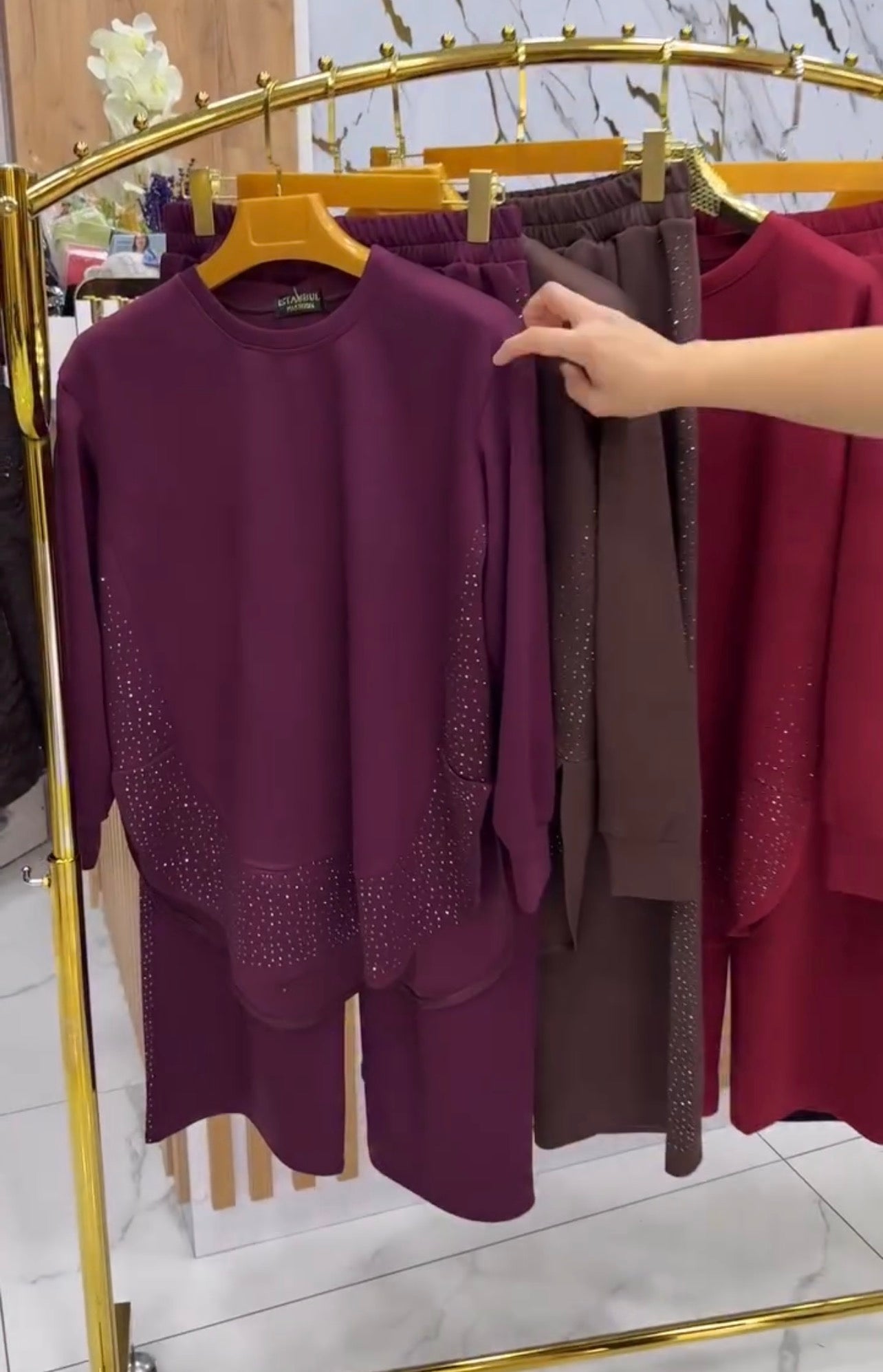 CH 605 - Winter Fleece Crystal Stone Sparkle Outfit - The Bloom Wears