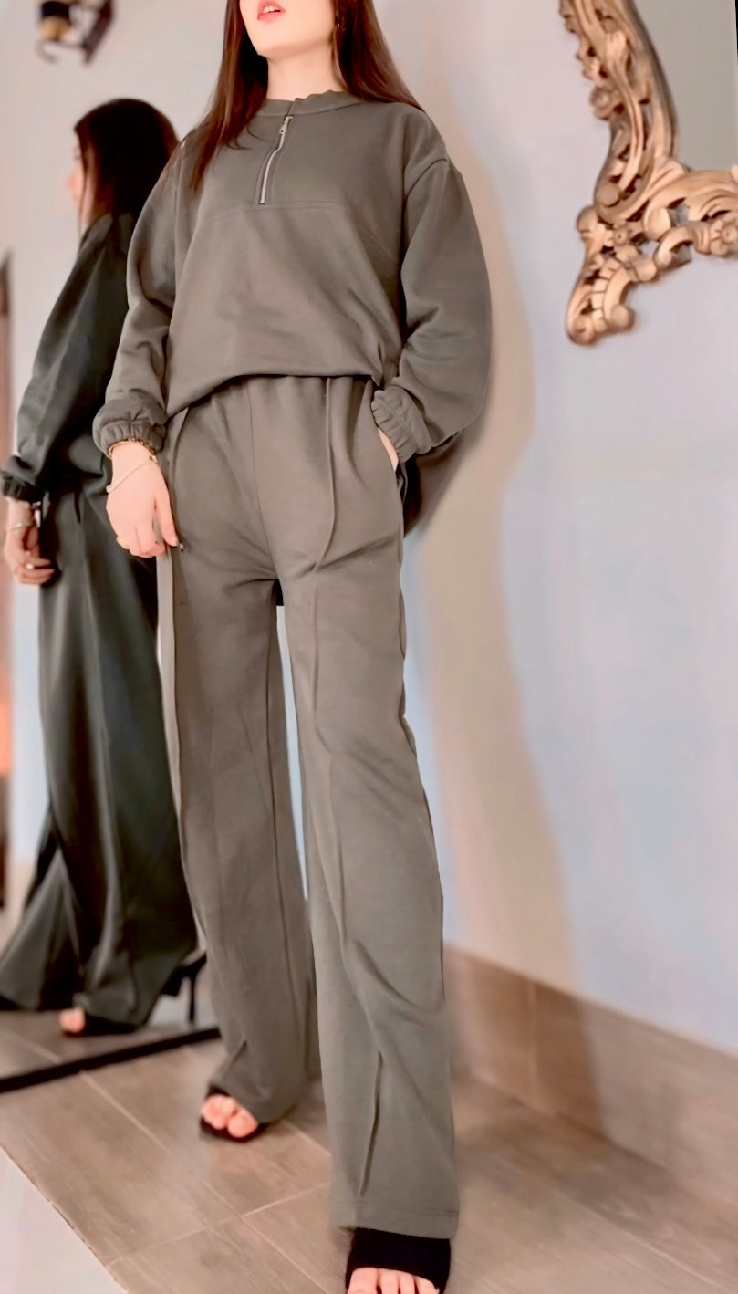 CH # 322 WINTER SIDE POCKET 2 PIECES FLEECE DRESS