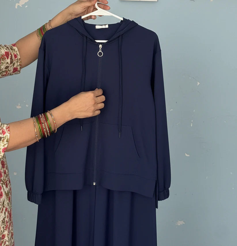 Ch 603 The Bloom Wears Full Coverage Relaxed Fit Hoodie and Extra Wide-Leg Bottom Over Size Co ord Set