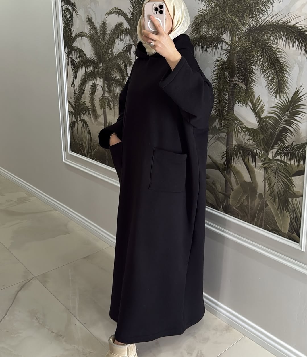 CH 606 - Everyday Modest Abaya Style Hooded Outfit - The Bloom Wears