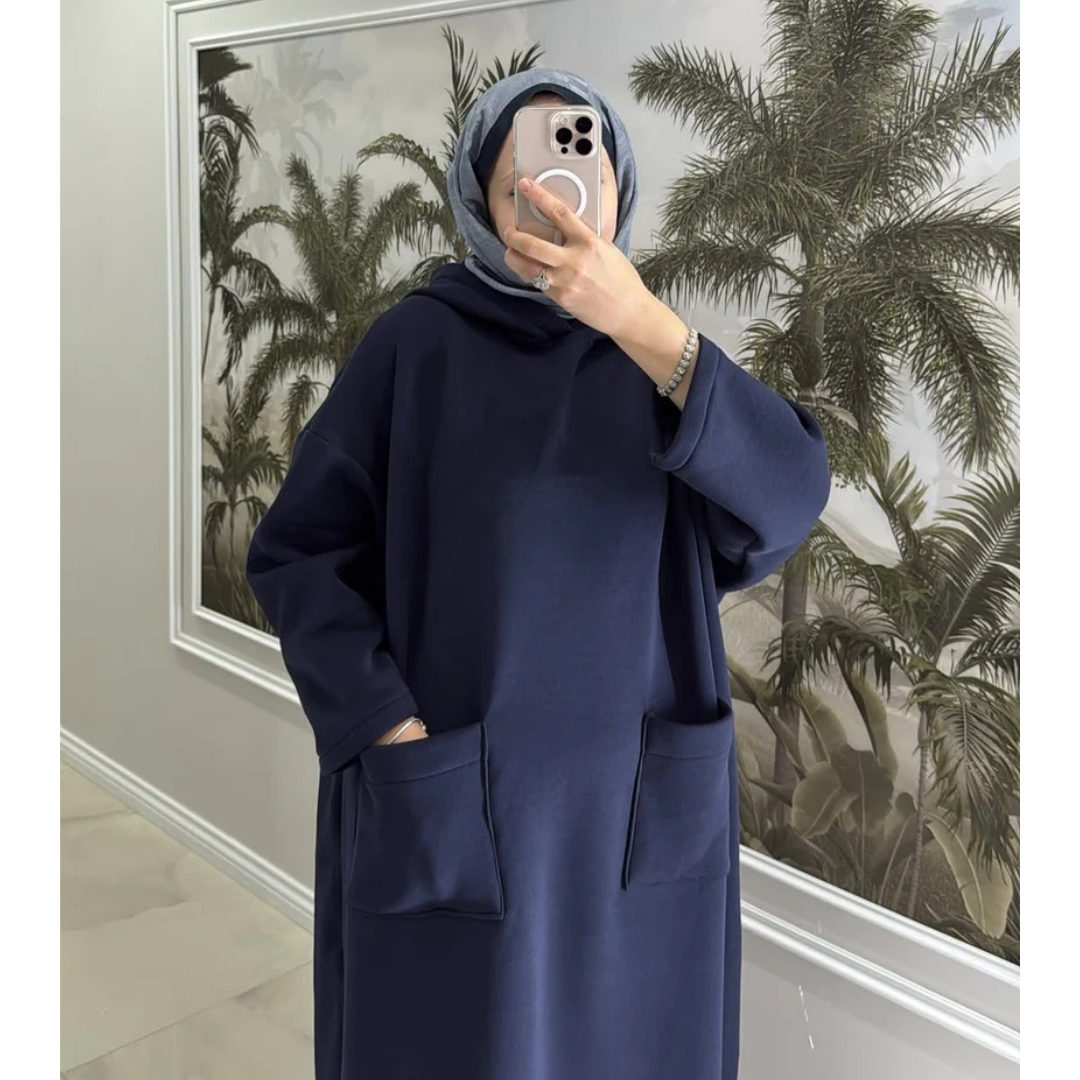 CH 606 - Everyday Modest Abaya Style Hooded Outfit - The Bloom Wears