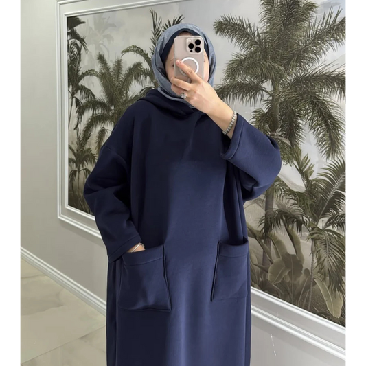 CH 606 - Everyday Modest Abaya Style Hooded Outfit - The Bloom Wears