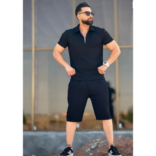 LI#27 Mens Zipper Tshirts & shorts sets